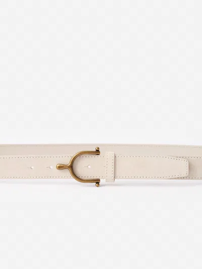 J.mclaughlin Men's Suede Spur Buckle Belt Stone In Gray