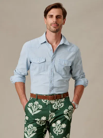 J.mclaughlin Men's Tribeca Chambray Shirt Light Chambray