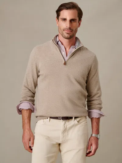 J.mclaughlin Men's Twain Cashmere 1/4 Zip Top Gravel