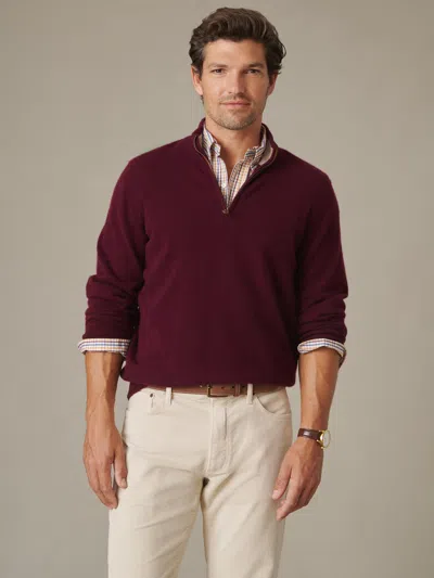J.mclaughlin Men's Twain Cashmere 1/4 Zip Top Heather Wine