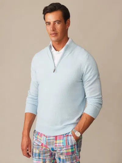 J.mclaughlin Men's Twain Cashmere 1/4 Zip Top Icelandic Blue
