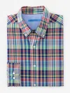 J.mclaughlin Men's University Classic Fit Shirt In Plaid Marine/crimson/green In Animal Print