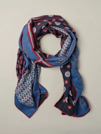 J.mclaughlin Men's Vernon Scarf In Regent Navy/red | Cashmere/silk