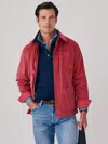 J.mclaughlin Men's Weekender Corduroy Jacket Berry In Animal Print