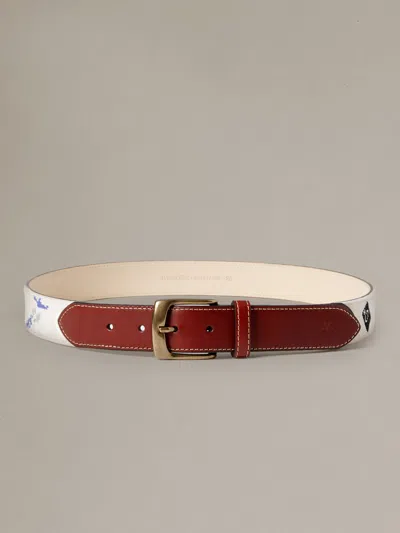 J.mclaughlin Men's  X Walksauce Needlepoint Belt In Jet Set Ivory