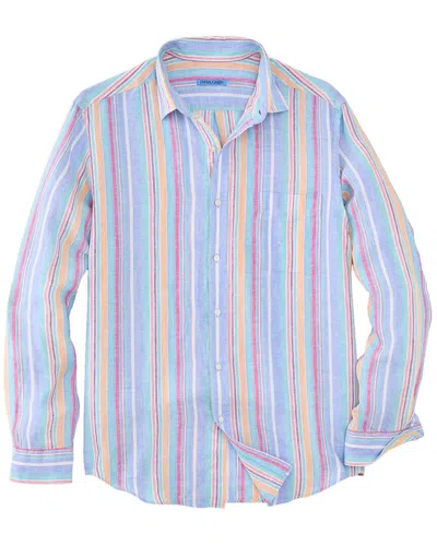 J.mclaughlin J. Mclaughlin Multi Stripe Gramercy Linen Woven Shirt In Blue
