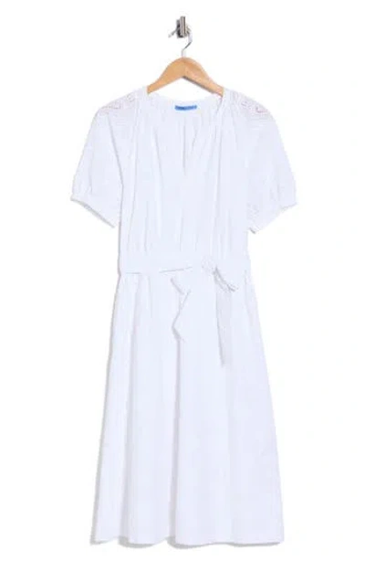 J.mclaughlin Jmclaughlin Perry Embroidered Eyelet Cotton Midi Dress In Blue