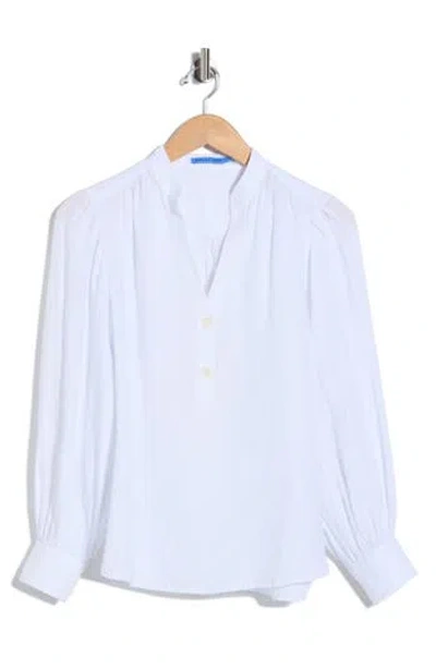 J.mclaughlin Jmclaughlin Rashell Split Neck Linen Top In White