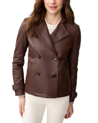 J.mclaughlin Saskia Leather Coat In Brown