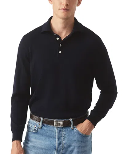 J.mclaughlin Savona Wool & Silk-blend Polo Shirt In Blue