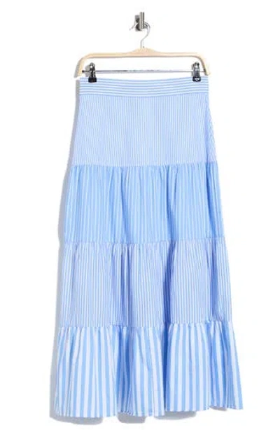 J.mclaughlin Jmclaughlin Shelly Tiered Midi Skirt In Blue