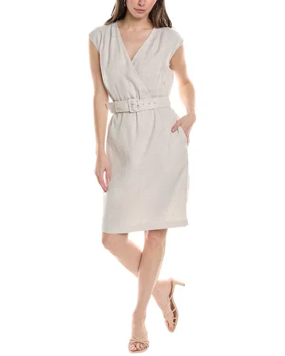 J.mclaughlin Solid Winifred Linen-blend Dress In Beige
