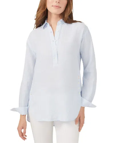 J.mclaughlin Stripe Fallon Linen Blouse In Blue