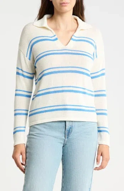 J.mclaughlin Jmclaughlin Valerie Johnny Collar Sweater In White/ Light Blue