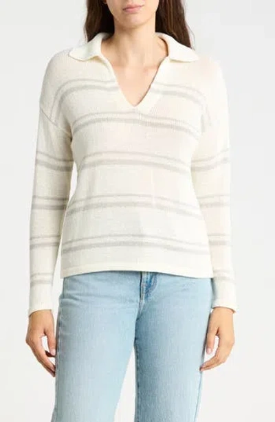 J.mclaughlin Jmclaughlin Valerie Johnny Collar Sweater In White/ Light Gray