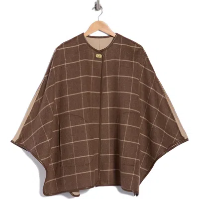J.mclaughlin Jmclaughlin Winifred Wool Blend Plaid Cape In Brown