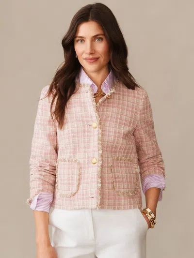 J.mclaughlin Women's Abigail Bouclé Jacket In Mini Window Pane Neutral/pink