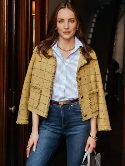J.mclaughlin Women's Abigail Jacket In Window Pane Mustard In Yellow