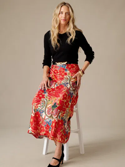 J.mclaughlin Women's Adelyn Maxi Skirt In Imperial Paisley Bias Red