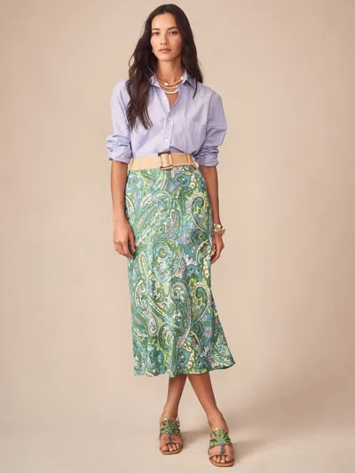 J.mclaughlin Women's Adelyn Skirt In Paisley Reverie Bias Light Blue/green/blue In Purple
