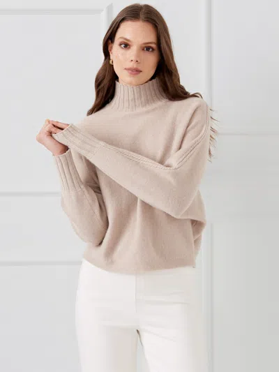 J.mclaughlin Women's Adrian Cashmere Turtleneck Top Light Heather Taupe In Neutral