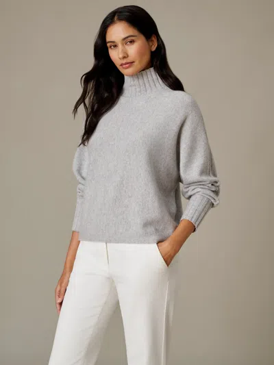 J.mclaughlin Women's Adrian Cashmere Turtleneck Top Silver Gray In Burgundy