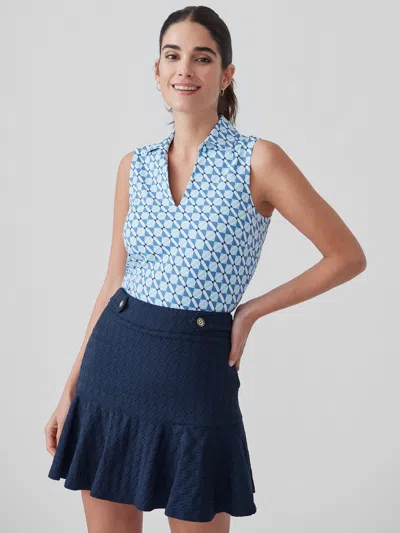 J.mclaughlin Women's Aida Sleeveless Top In Midi Mod Collage Blue/light Blue In Multi