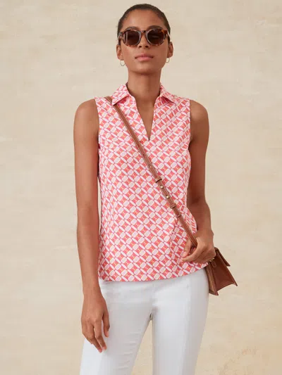 J.mclaughlin Women's Aida Sleeveless Top In Midi Mod Collage Pink/orange In Multi