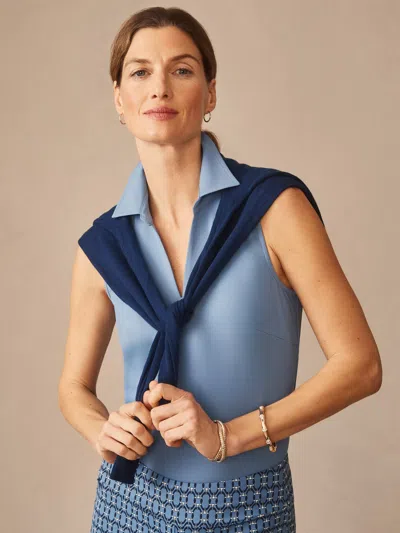 J.mclaughlin Women's Aida Sleeveless Top Seaside Blue In Multi