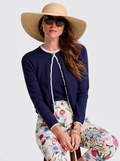 J.mclaughlin Women's Aileen Cardigan Navy/white In Blue