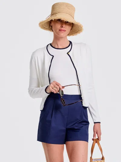 J.mclaughlin Women's Aileen Cardigan White/navy