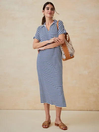 J.mclaughlin Women's Alder Maxi Dress In Bangle Stripe White/light Navy In Animal Print