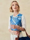 J.mclaughlin Women's Alessandra Silk Blend T-shirt In Buckhead Belt Texture Denim/tan In Blue