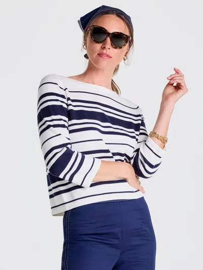 J.mclaughlin Women's Ali Sweater In Mariner Stripe White/navy