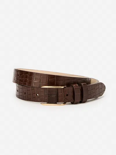 J.mclaughlin Women's Allegra Leather Belt In Croc Chocolate In Multi