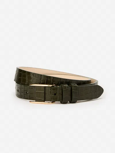 J.mclaughlin Women's Allegra Leather Belt In Croc Olive In Green