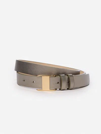 J.mclaughlin Women's Allegra Leather Belt Silver In Gray