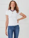 J.mclaughlin Women's Allie Cap Sleeve T-shirt In Palm Breeze Jacquard White In White