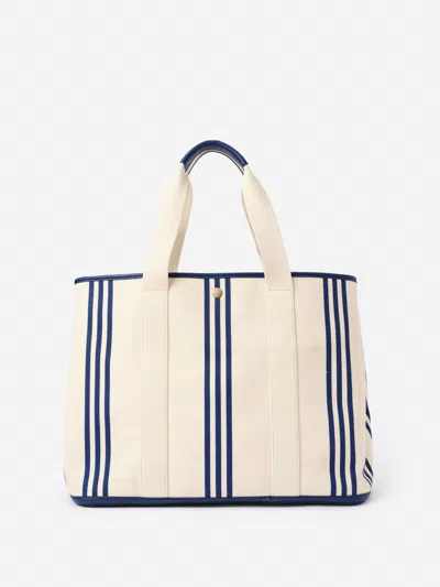 J.mclaughlin Women's Alma Canvas Tote In Stripe Nautical Navy/off White | Cotton/leather