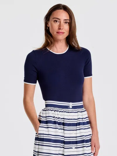 J.mclaughlin Women's Alyson Sweater T-shirt Navy/white In Blue
