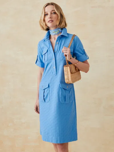 J.mclaughlin Women's Amber Dress In Riptide Jacquard Chambray In Blue
