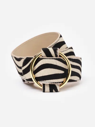 J.mclaughlin Women's Amelia Pony Hair Belt In Zebra Stripes Black/off White