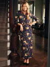 J.mclaughlin Women's Amory Maxi Dress In Neo Scylla Navy/plum In Animal Print