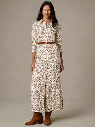 J.mclaughlin Women's Amory Maxi Dress In Noble Crest Cream/gold In White