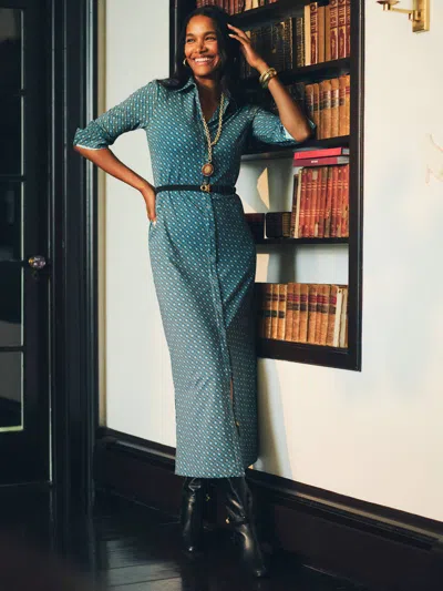 J.mclaughlin Women's Amory Maxi Dress In Regency Chain Teal/aqua In Blue
