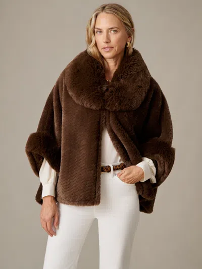 J.mclaughlin Women's Andie Faux Fur Cape Brown