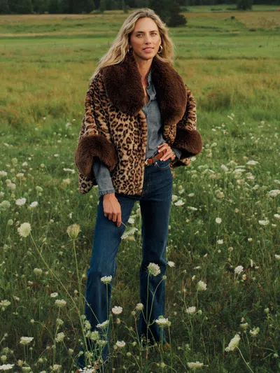 J.mclaughlin Women's Andie Faux Fur Cape In Leopard Brown