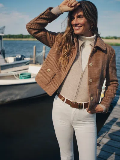 J.mclaughlin Women's Anne Jacket In Glen Plaid Tan