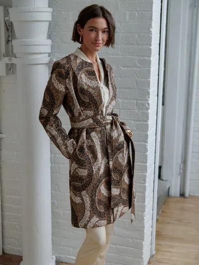 J.mclaughlin Women's Arden Coat In Jacquard Brown