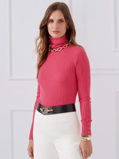 J.mclaughlin Women's Arlette Turtleneck Top Heather Hot Pink